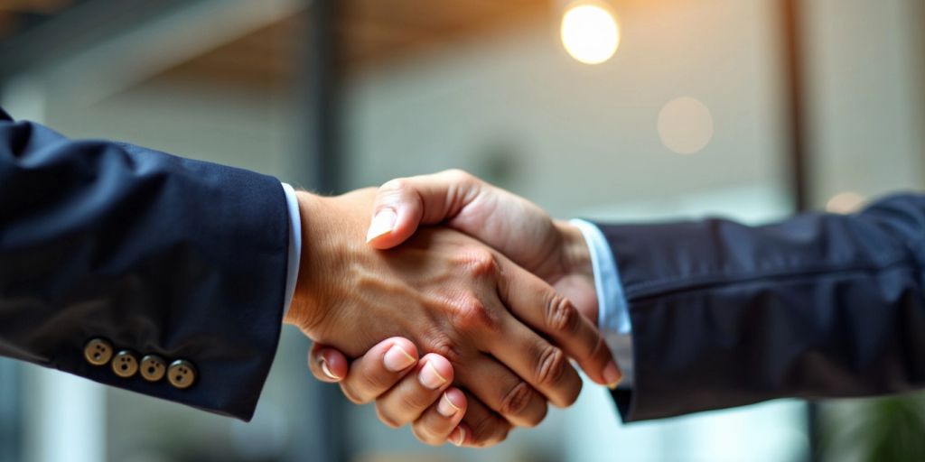 Handshake between a business professional and a customer.