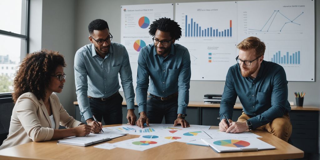 Entrepreneurs brainstorming in a modern office